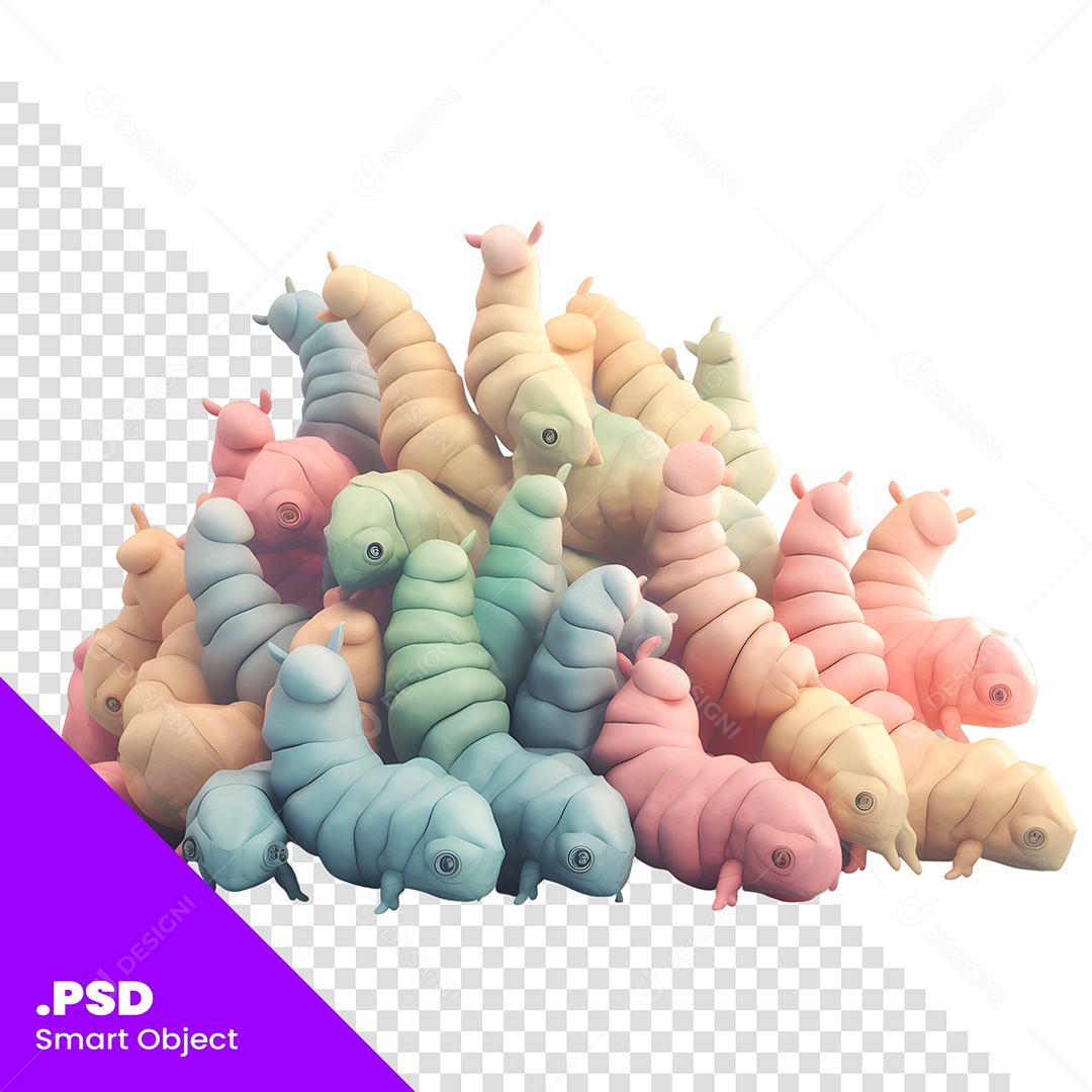 Lagarta Personagem 3D Para Composição PSD