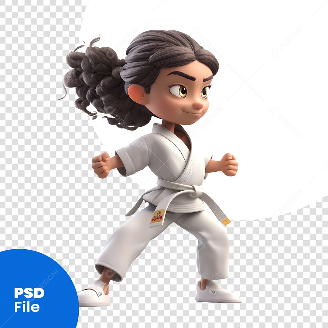 Lutadora De Caratê Personagem 3D Para Composição PSD