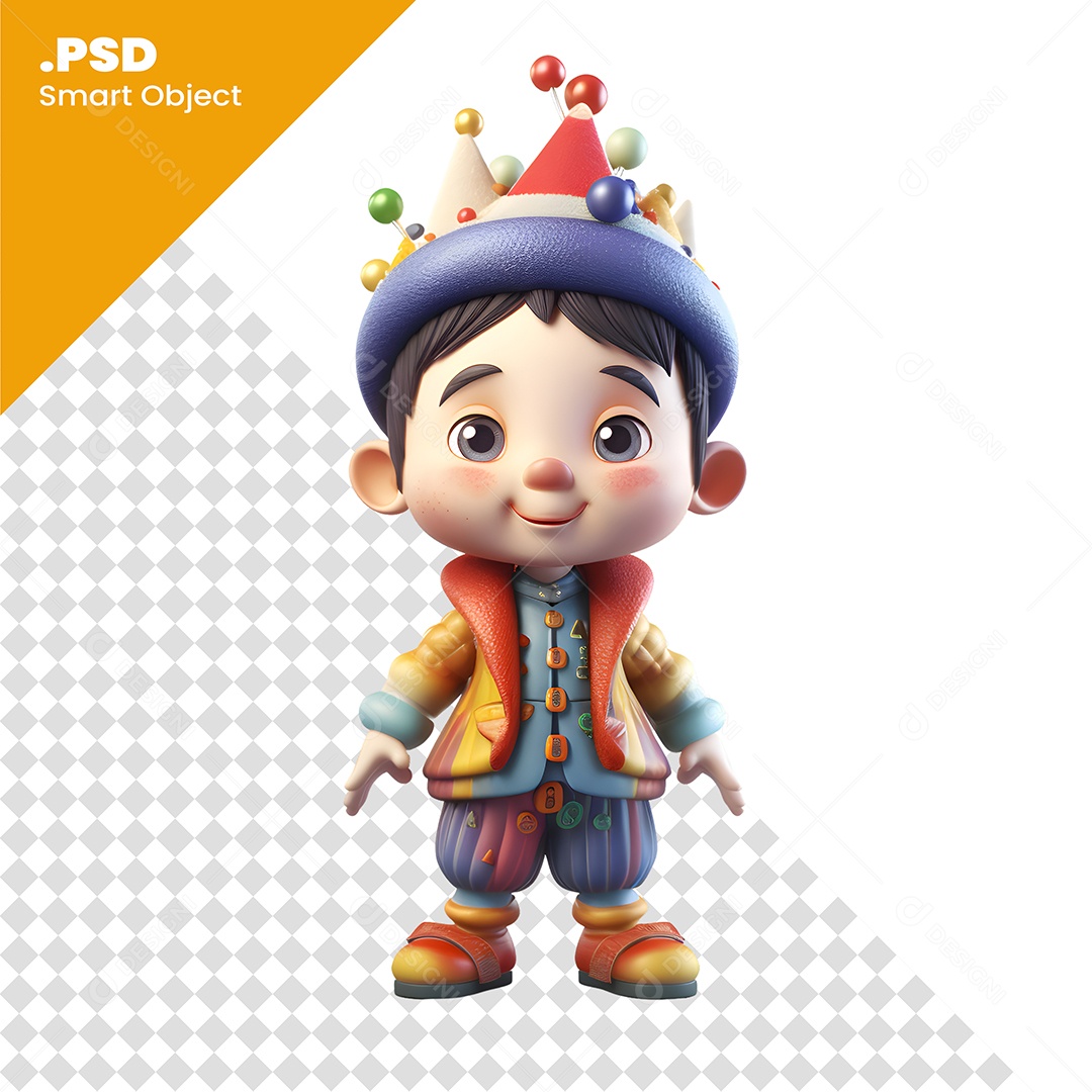 Bobo Da Corte Personagem 3D Para Composição PSD