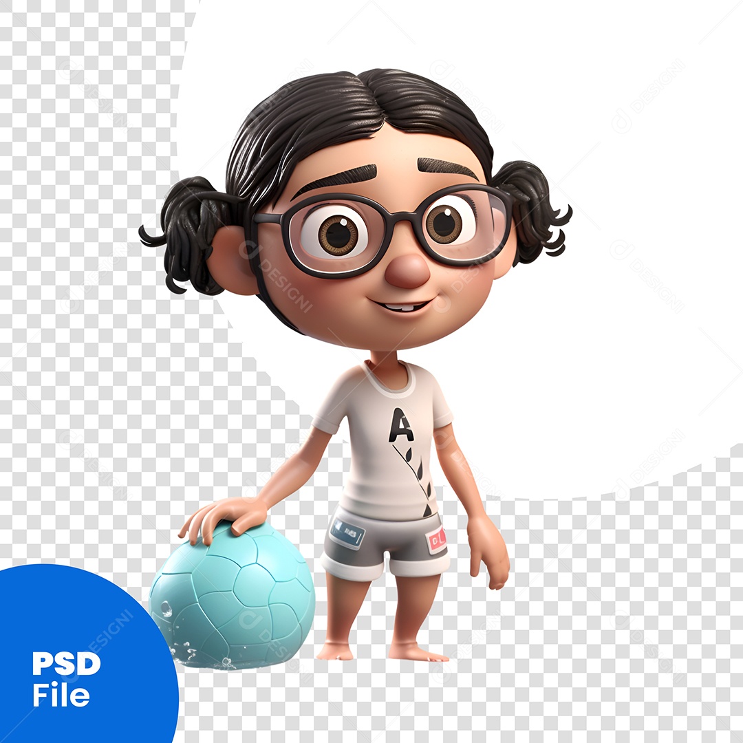 Com Uma Bola Personagem 3D Para Composição PSD