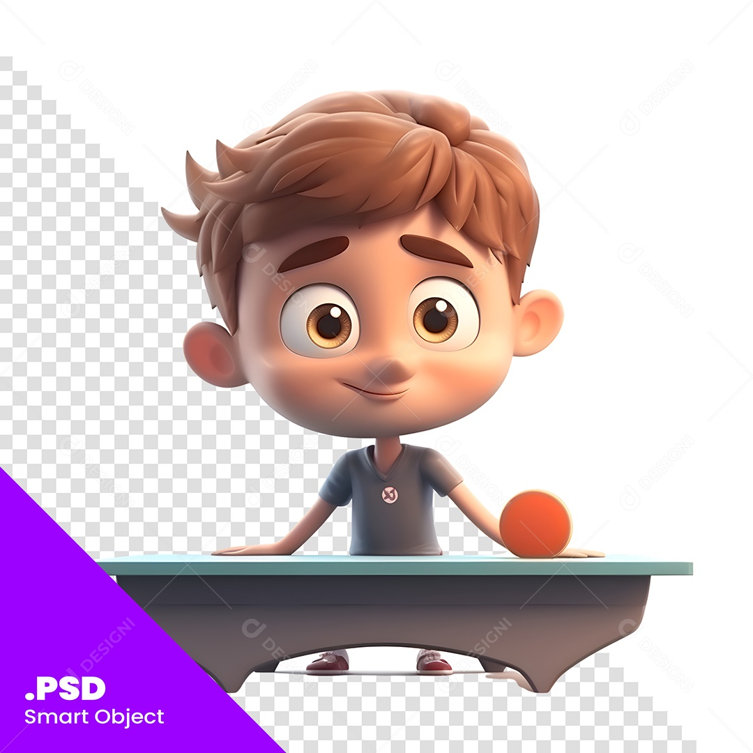 Garoto De Frente Pra Uma Mesa Personagem 3D Para Composição PSD