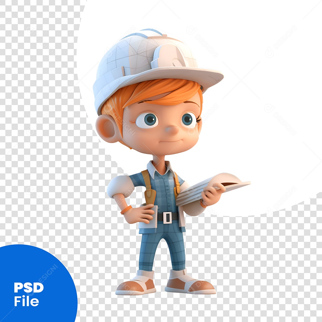 Trabalhador Personagem 3D Para Composição PSD