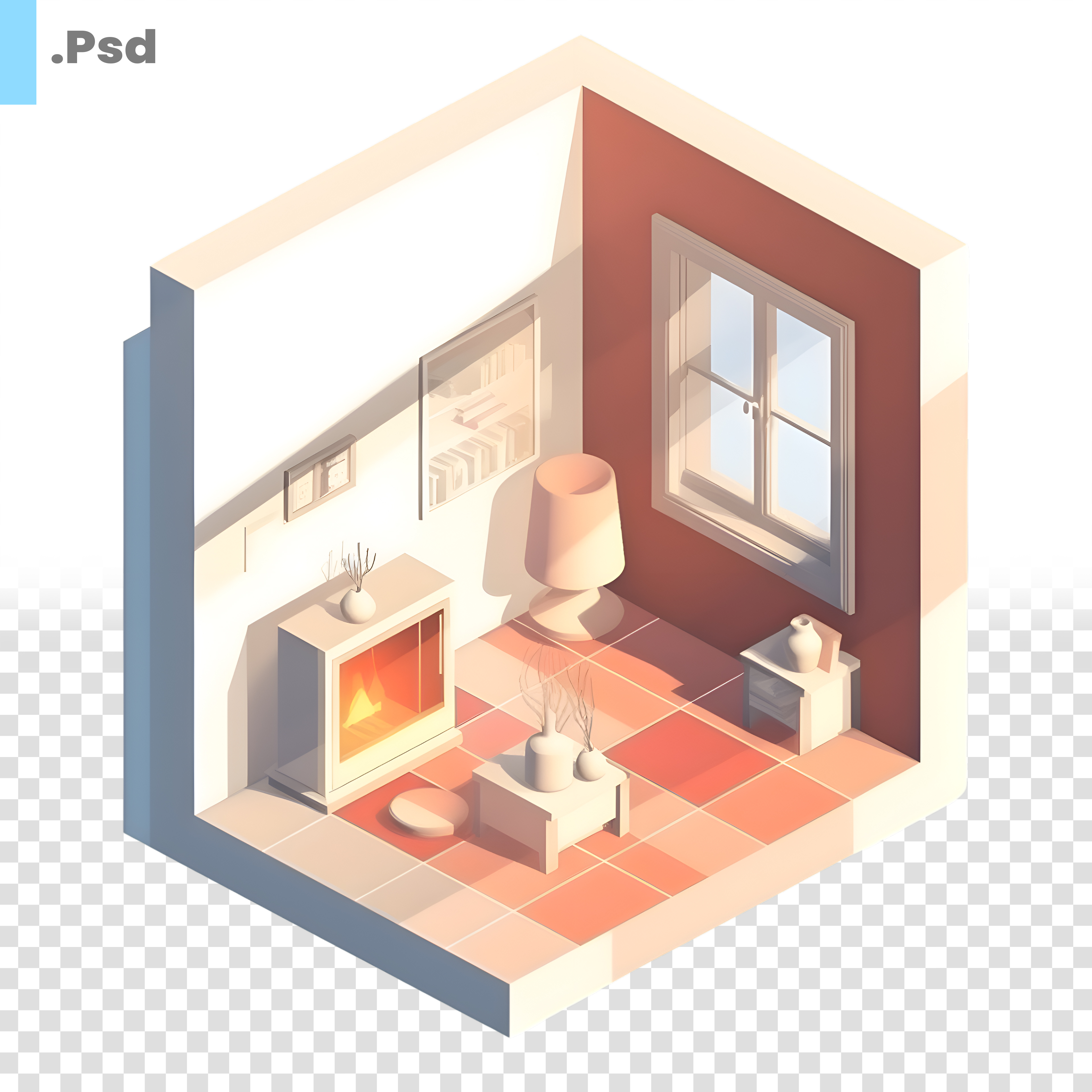 Comodo Sala Elemento 3D Para Composição PSD