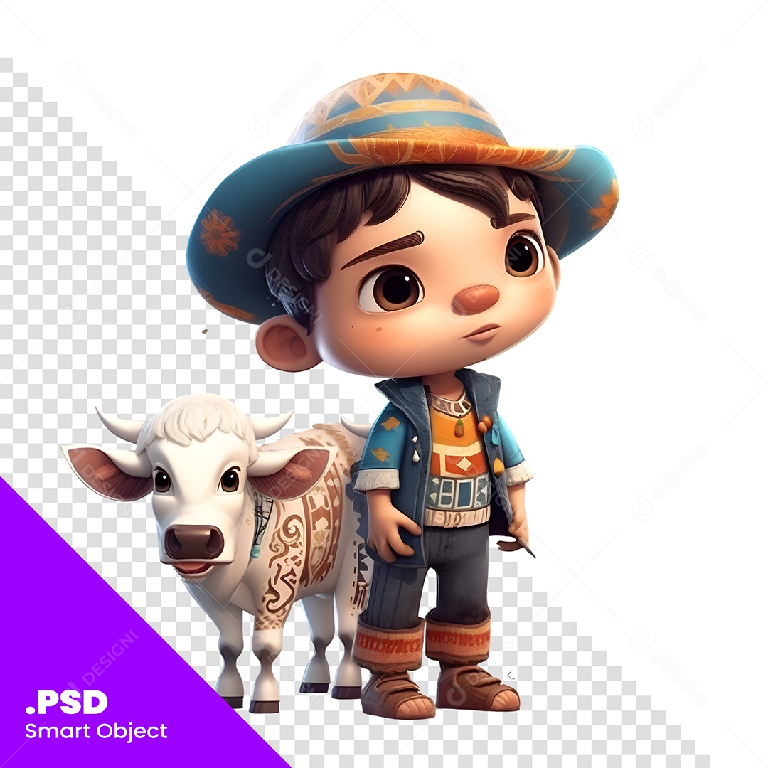 Fazendeiro Personagem 3D Para Composição PSD