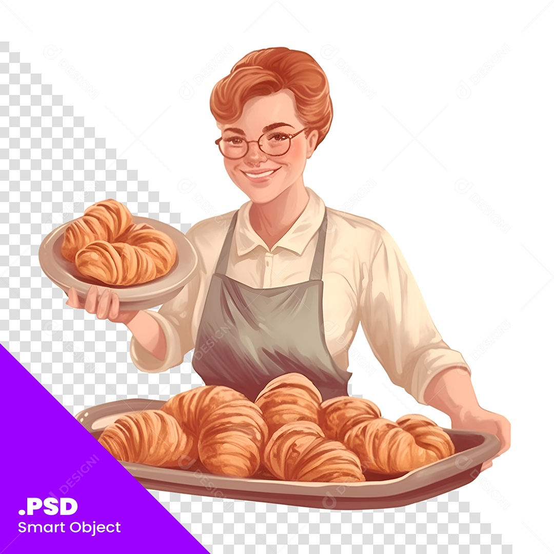 Cozinheira Personagem 3D Para Composição PSD