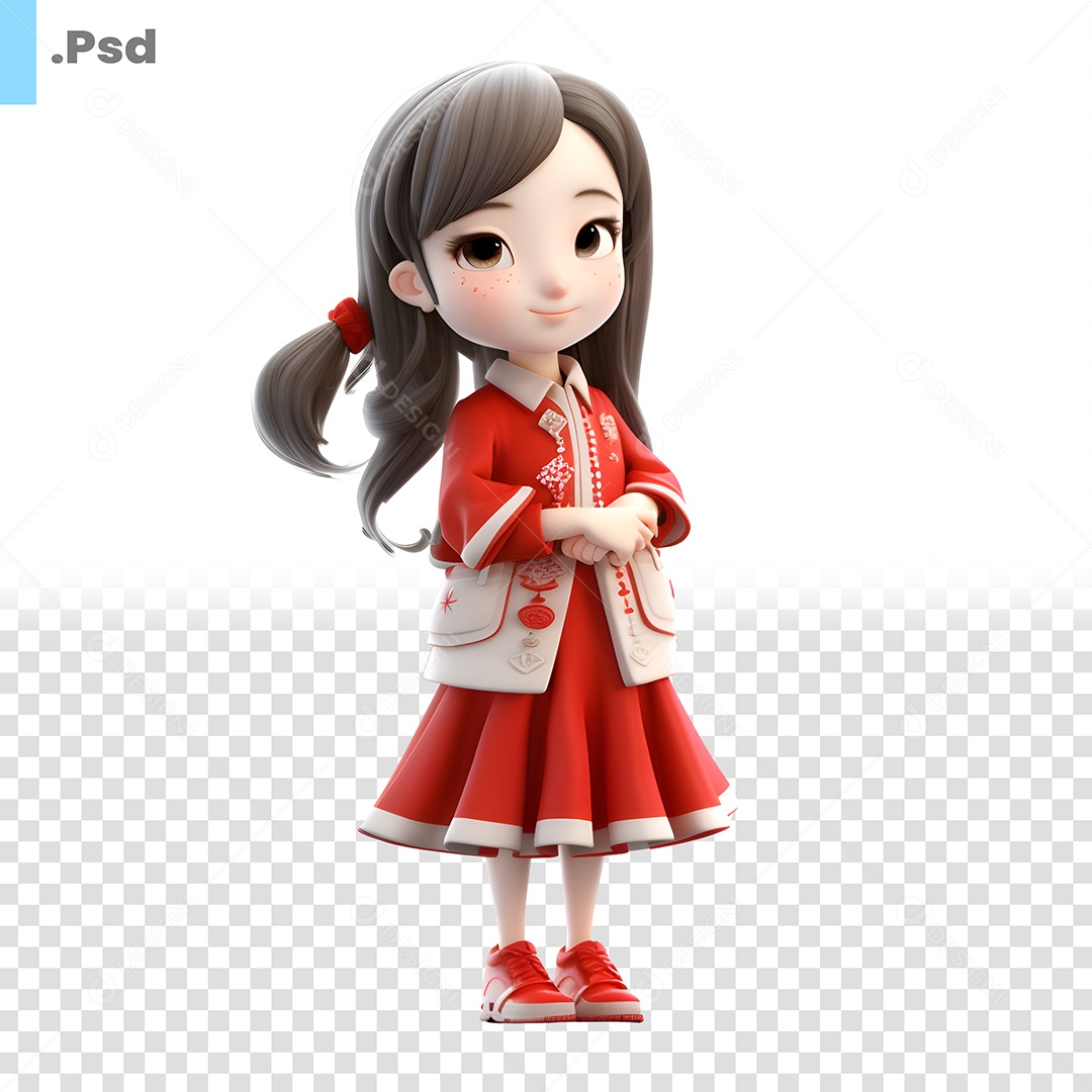 Menina Personagem 3D Para Composição PSD