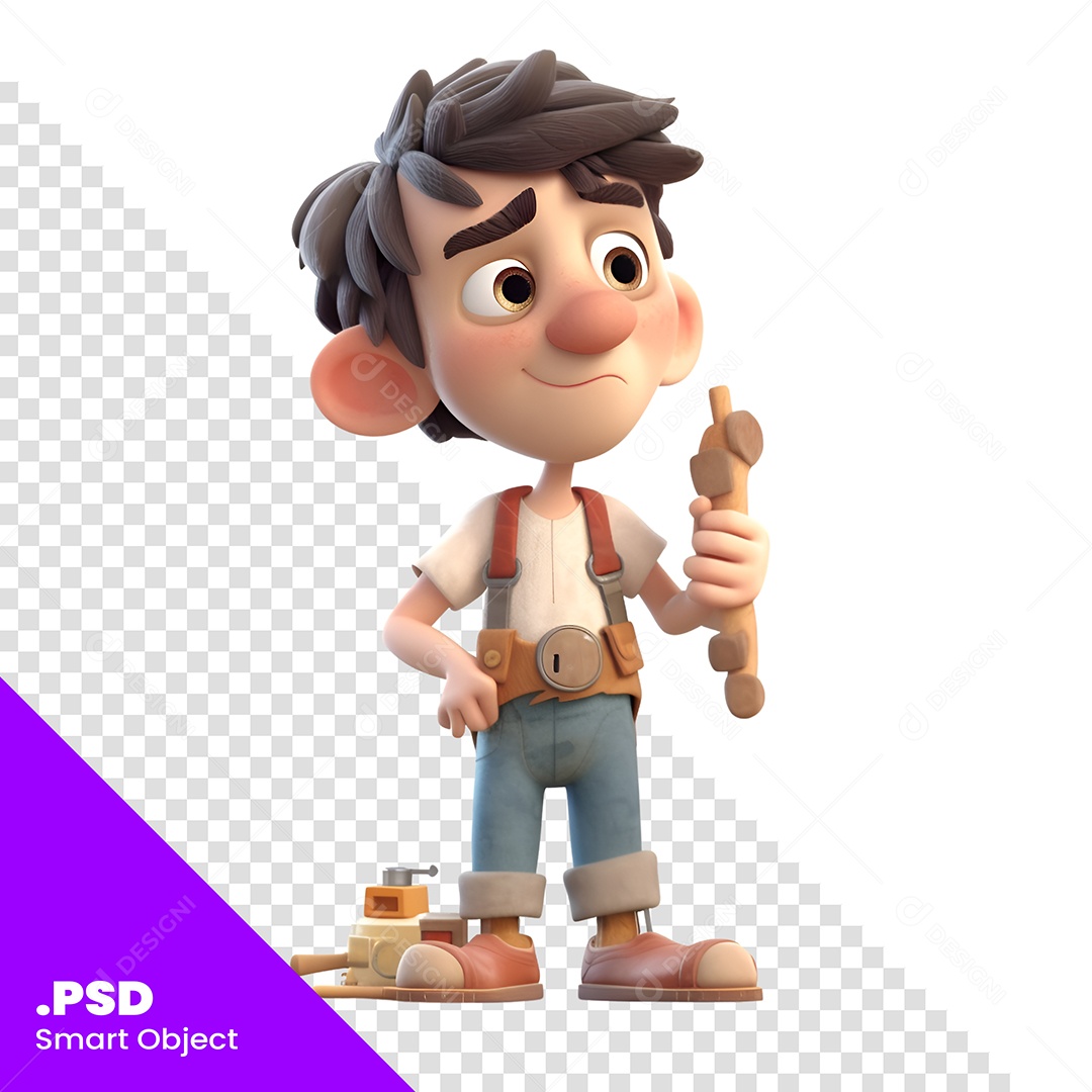 Trabalhador Personagem 3D Para Composição PSD