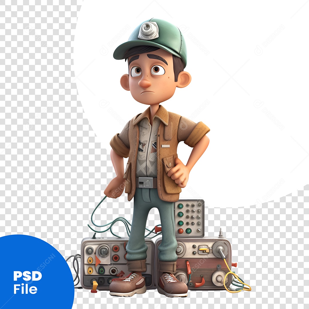 Eletricista Personagem 3D Para Composição PSD