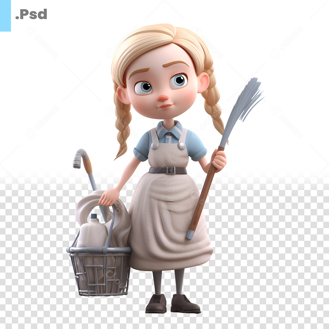 Faxineira Personagem 3D Para Composição PSD