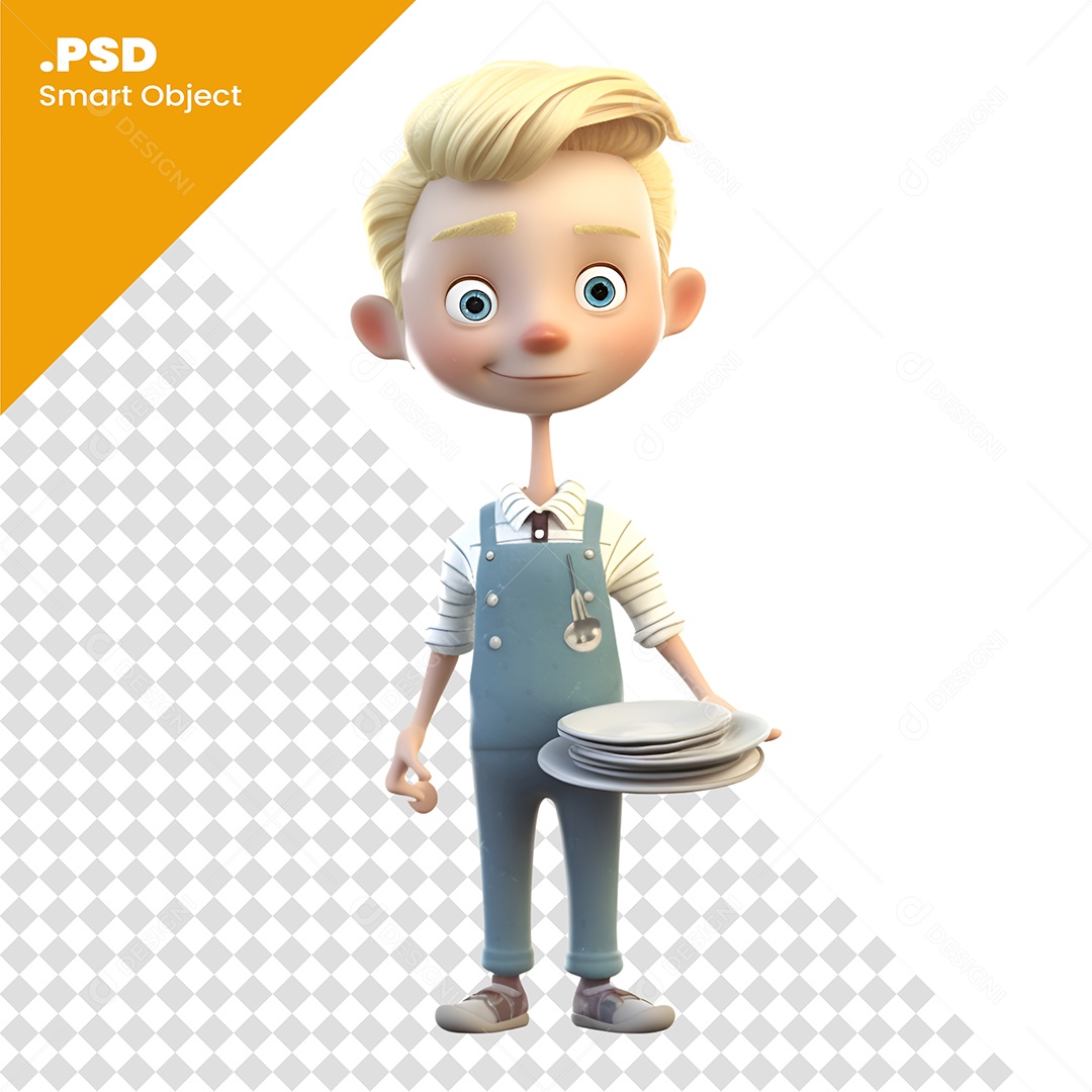 Lavador De Pratos Personagem 3D Para Composição PSD