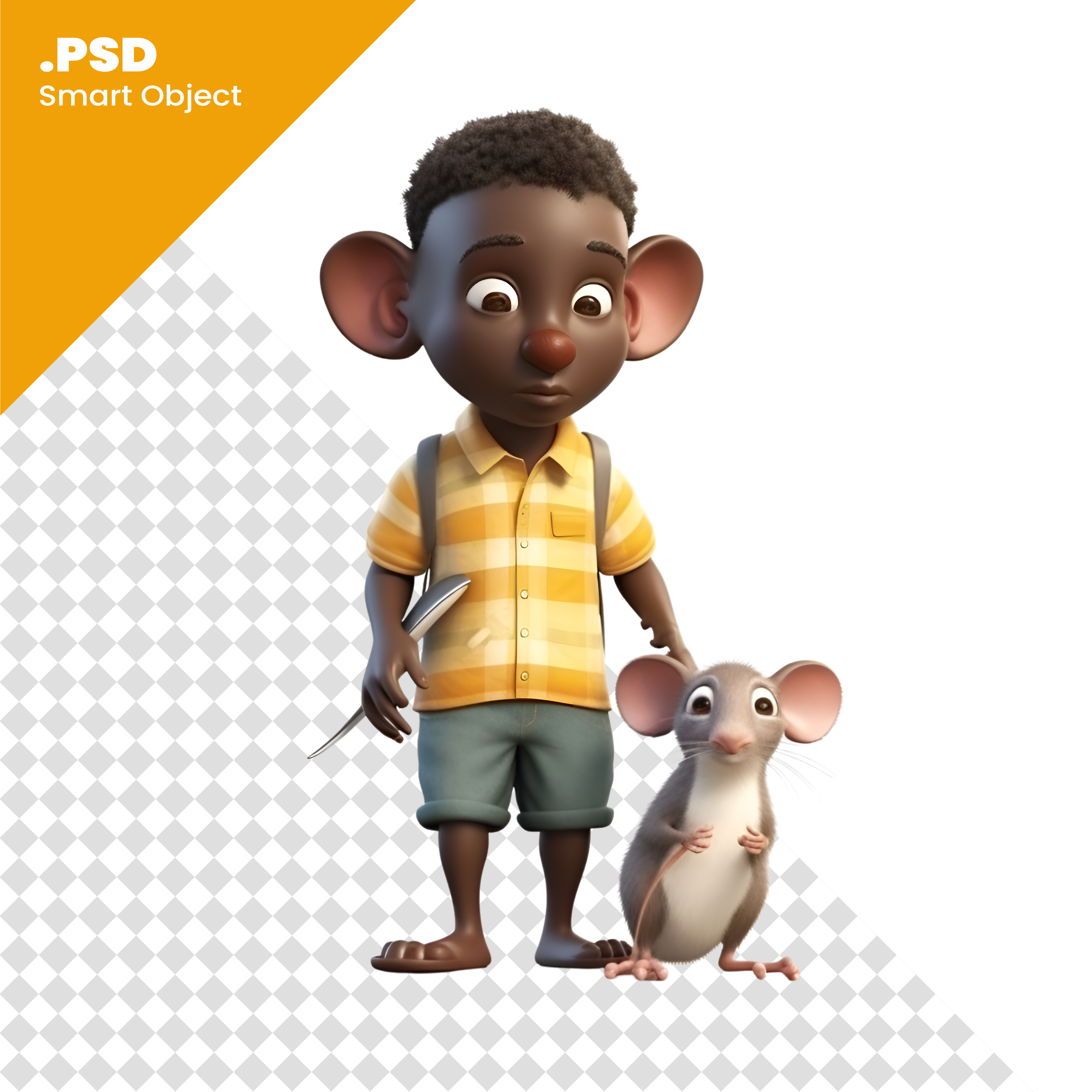 Garoto Com Rota Personagem 3D Para Composição PSD