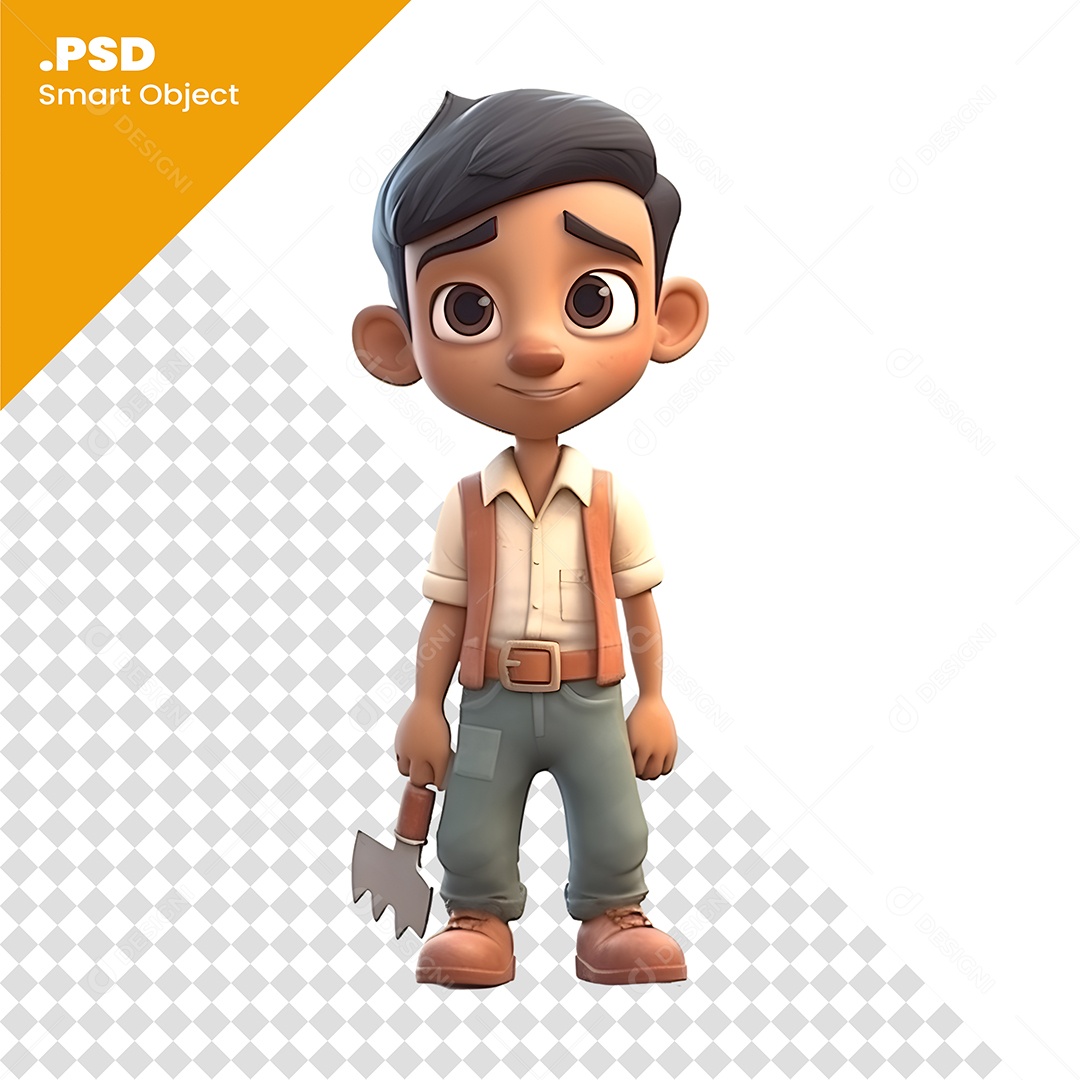 Trabalhador Personagem 3D Para Composição PSD