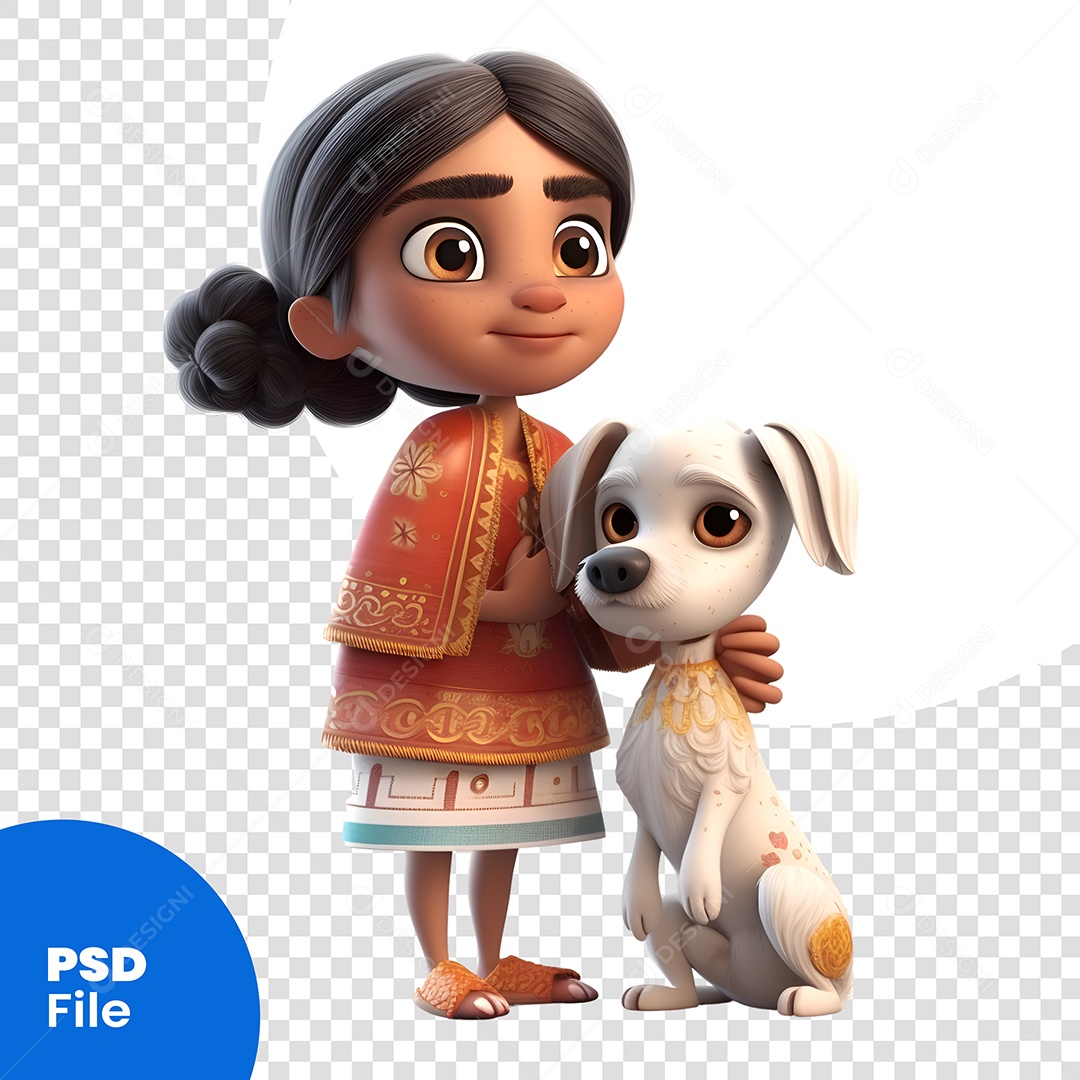Mulher Com Um Cachorro Personagem 3D Para Composição PSD