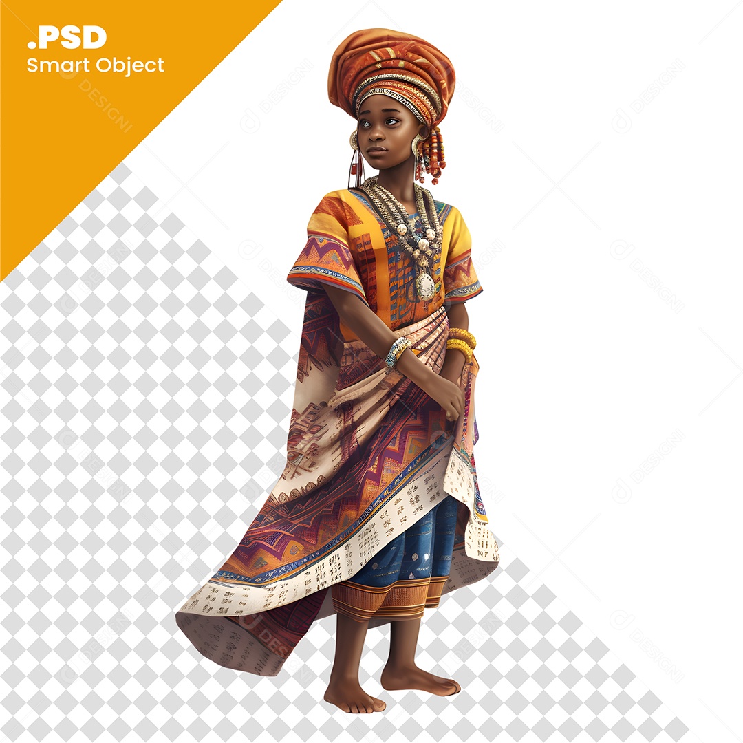 Mulher Africana Personagem 3D Para Composição PSD