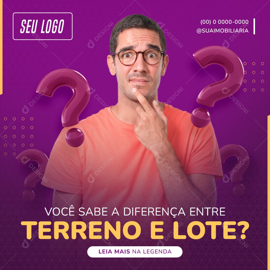 Você Sabe a Diferença Entre Terreno e Lote Social Media PSD Editável