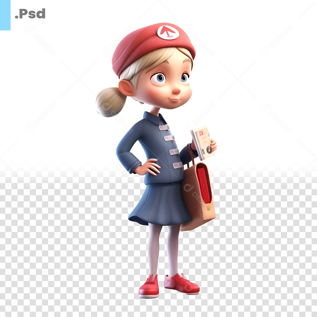 Menina  Personagem 3D Para Composição PSD