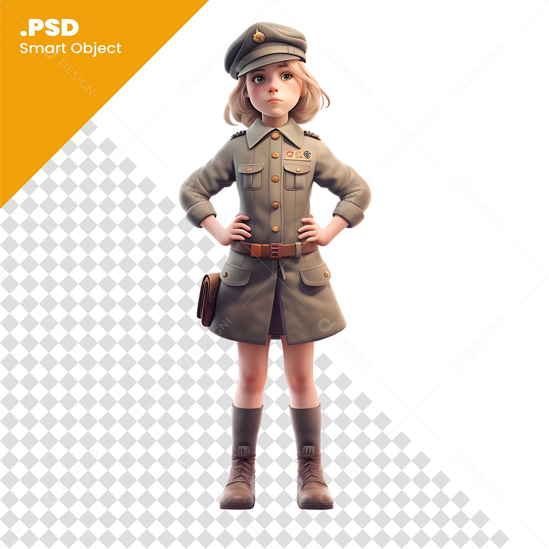 Mulher Militar Personagem 3D Para Composição PSD