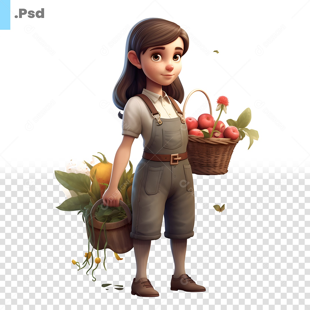 Agricultora Personagem 3D Para Composição PSD