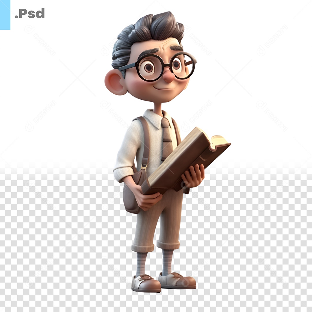 Professor Personagem 3D Para Composição PSD