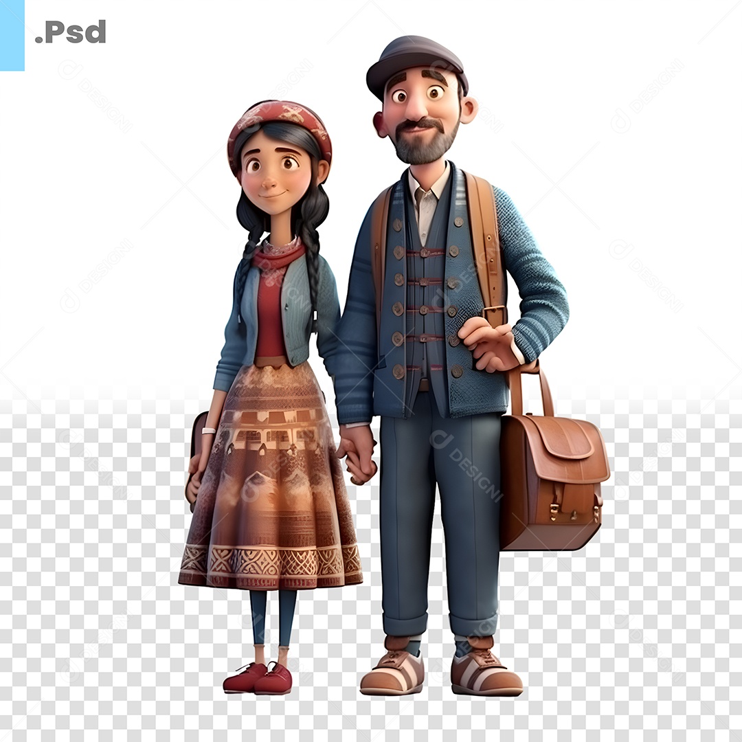 Casal Personagem 3D Para Composição PSD