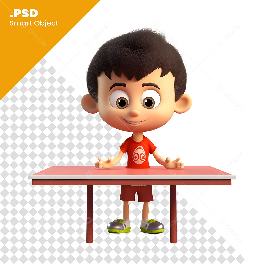 Garoto De Frente Pra Mesa Personagem 3D Para Composição PSD