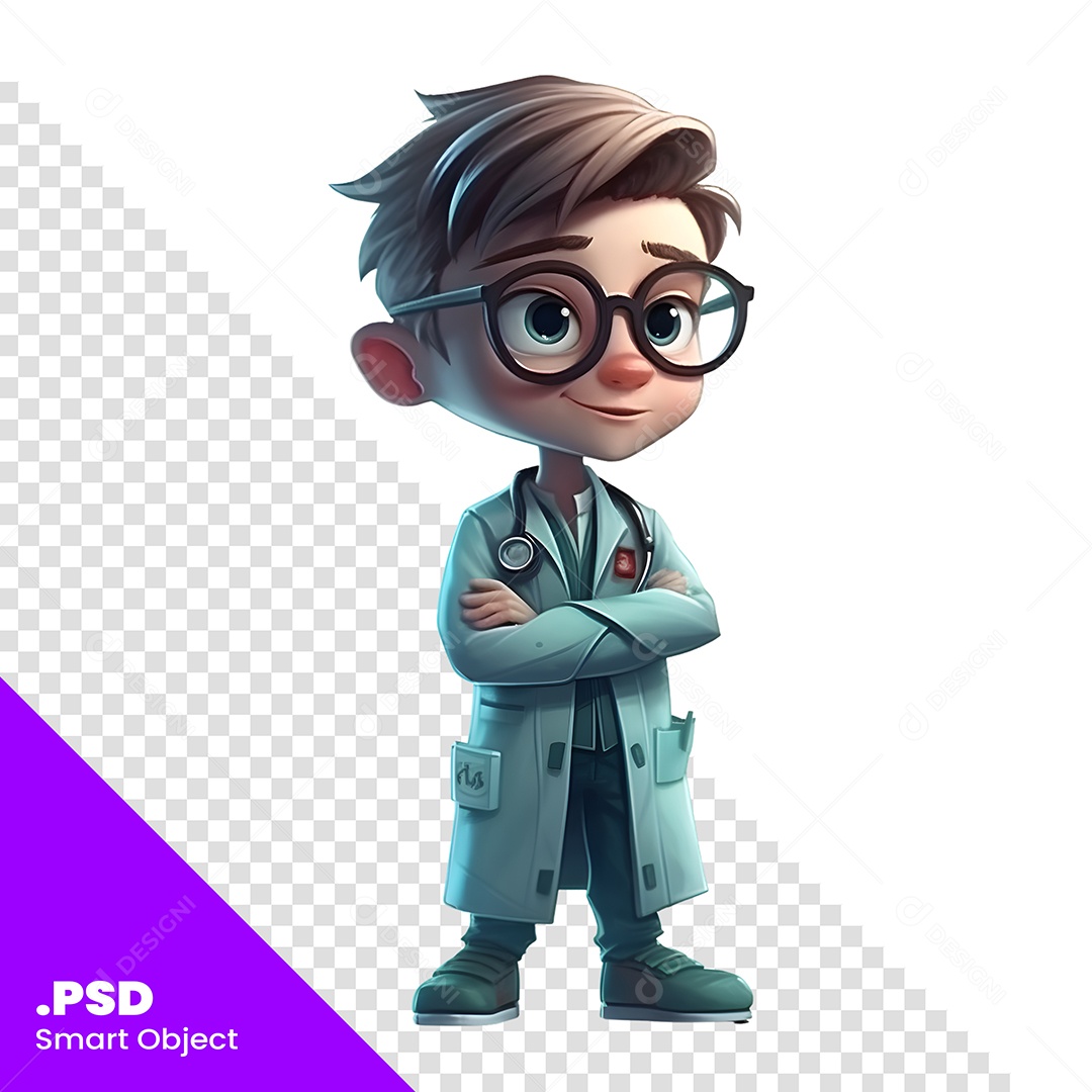 Cientista Personagem 3D Para Composição PSD