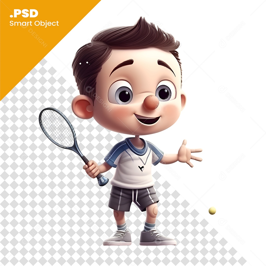 Garoto Tenista Personagem 3D Para Composição PSD