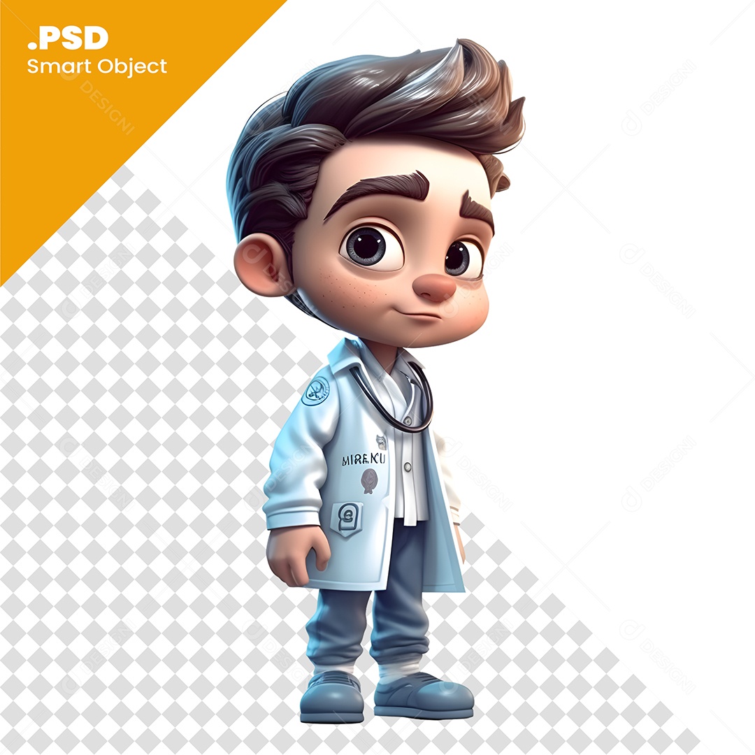Medico Personagem 3D Para Composição PSD