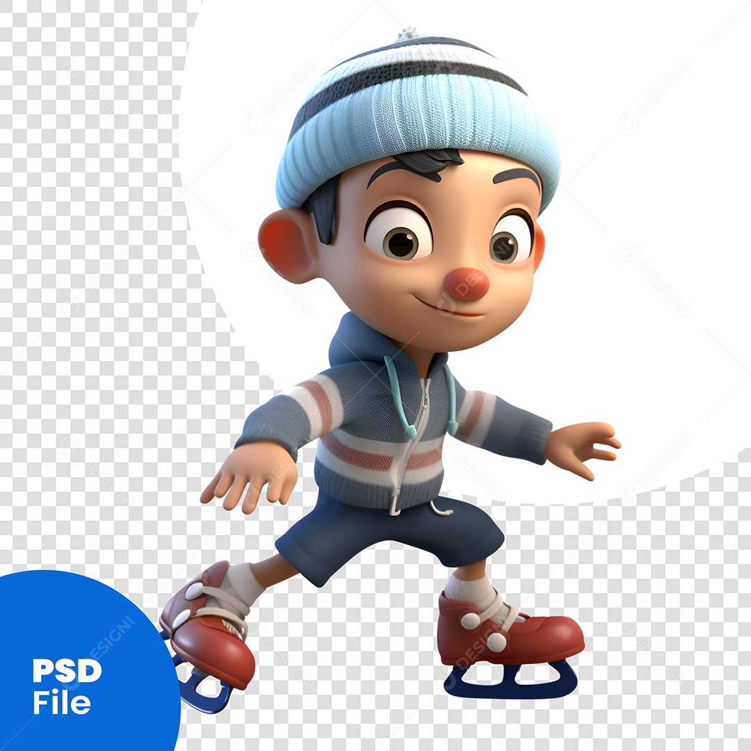 Patinador Personagem 3D Para Composição PSD