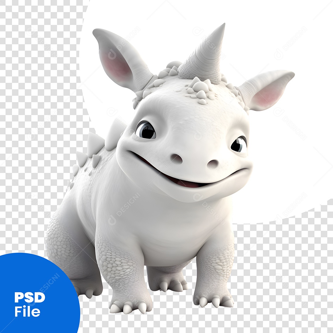 Dinossauro Branco Personagem 3D Para Composição PSD