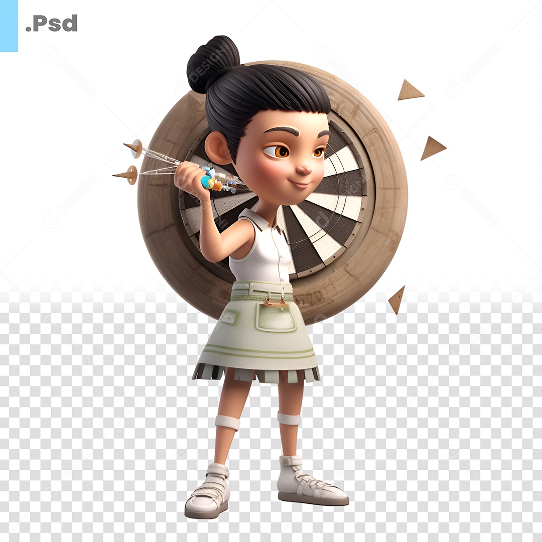 Mulher Tiro Ao Alvo Personagem 3D Para Composição PSD
