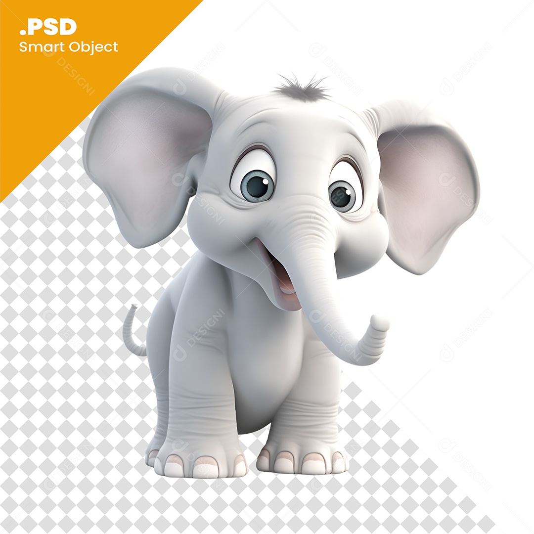 Elefante Personagem 3D Para Composição PSD