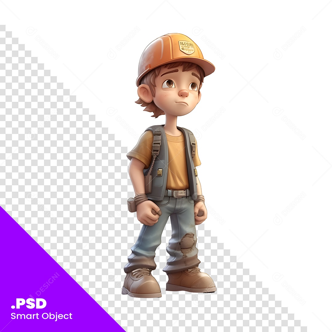 Trabalhador Personagem 3D Para Composição PSD