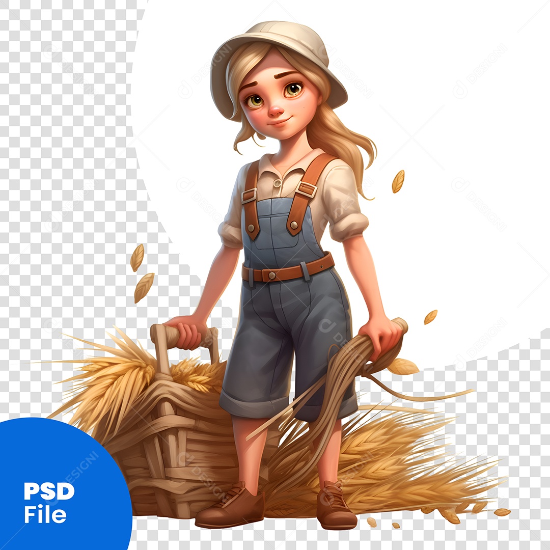 Fazendeira Personagem 3D Para Composição PSD