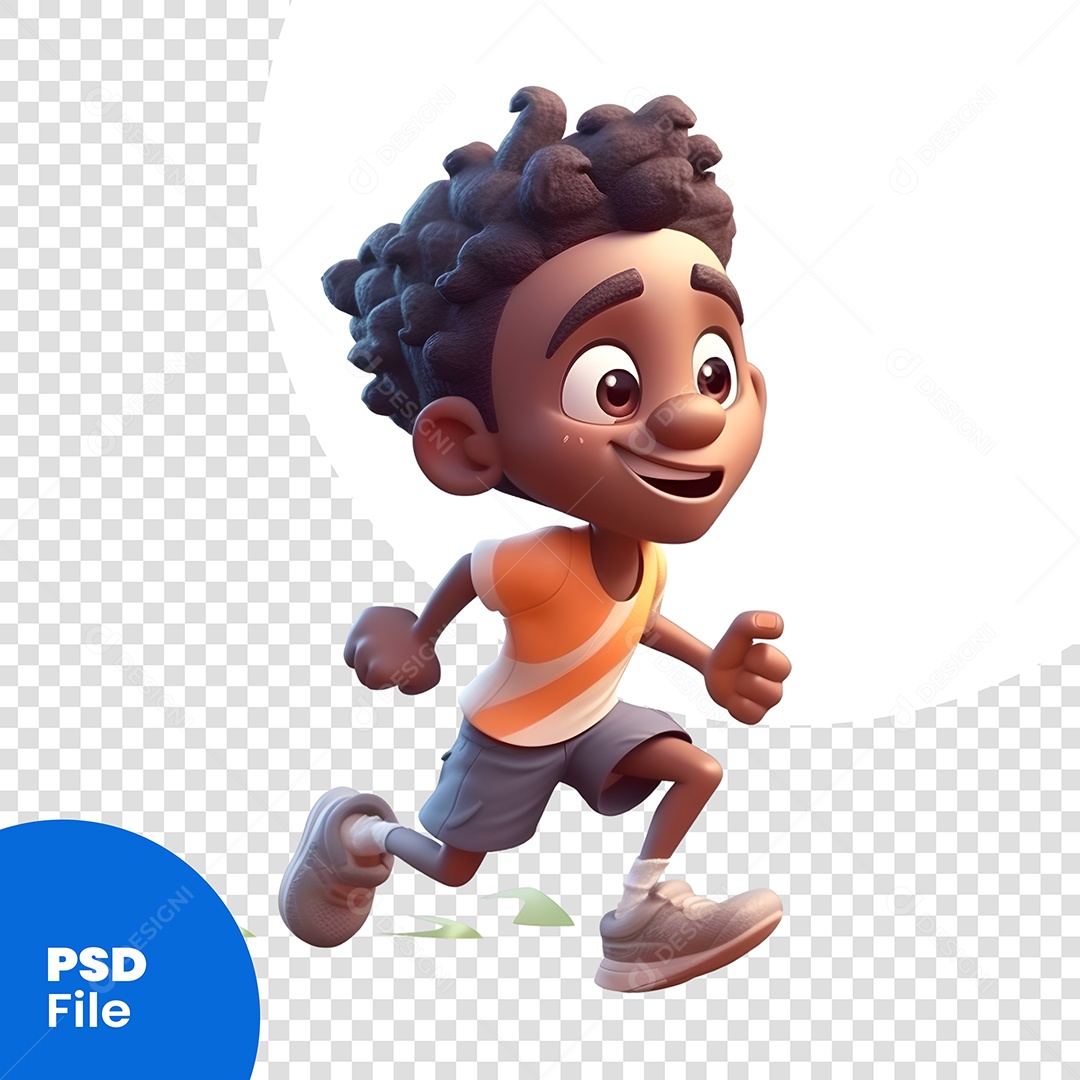 Garoto Correndo Personagem 3D Para Composição PSD