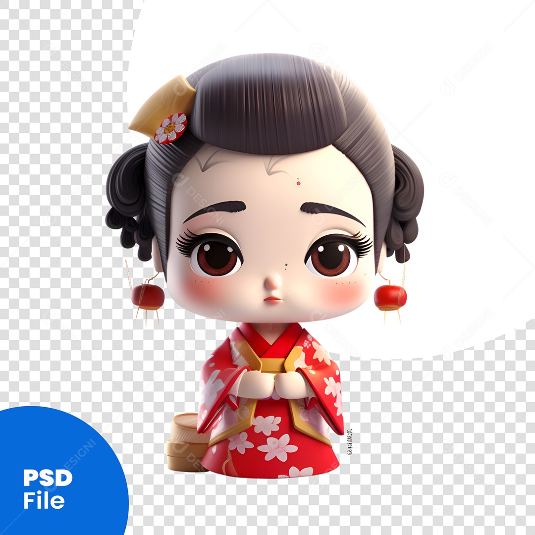 Chinesa Personagem 3D Para Composição PSD