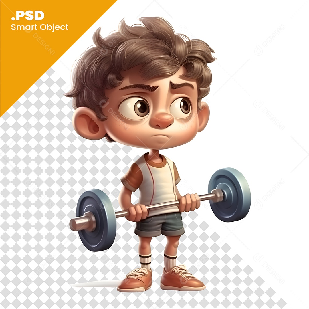 Garoto Levantando Personagem 3D Para Composição PSD