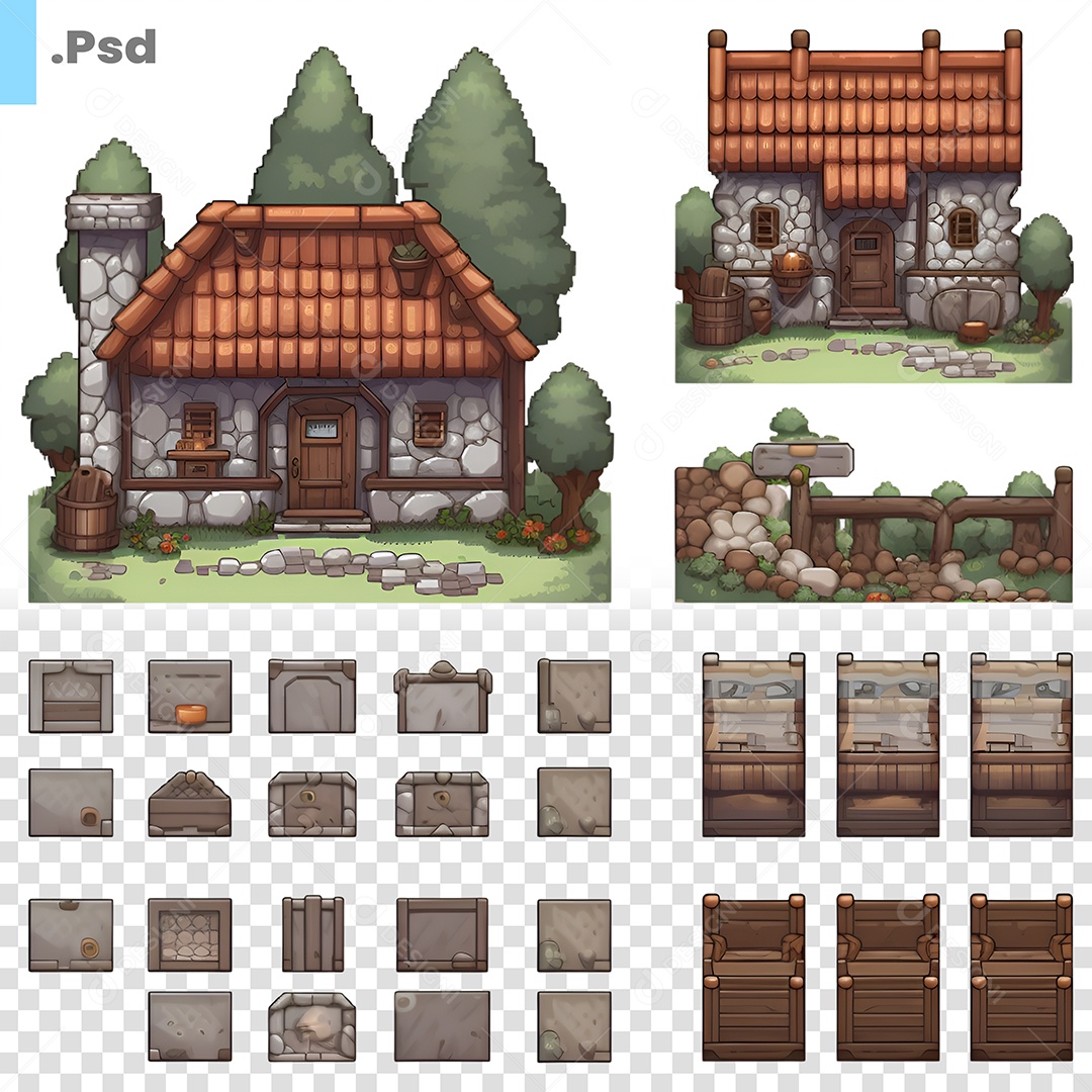 Desenho Casa Elemento 3D Para Composição PSD