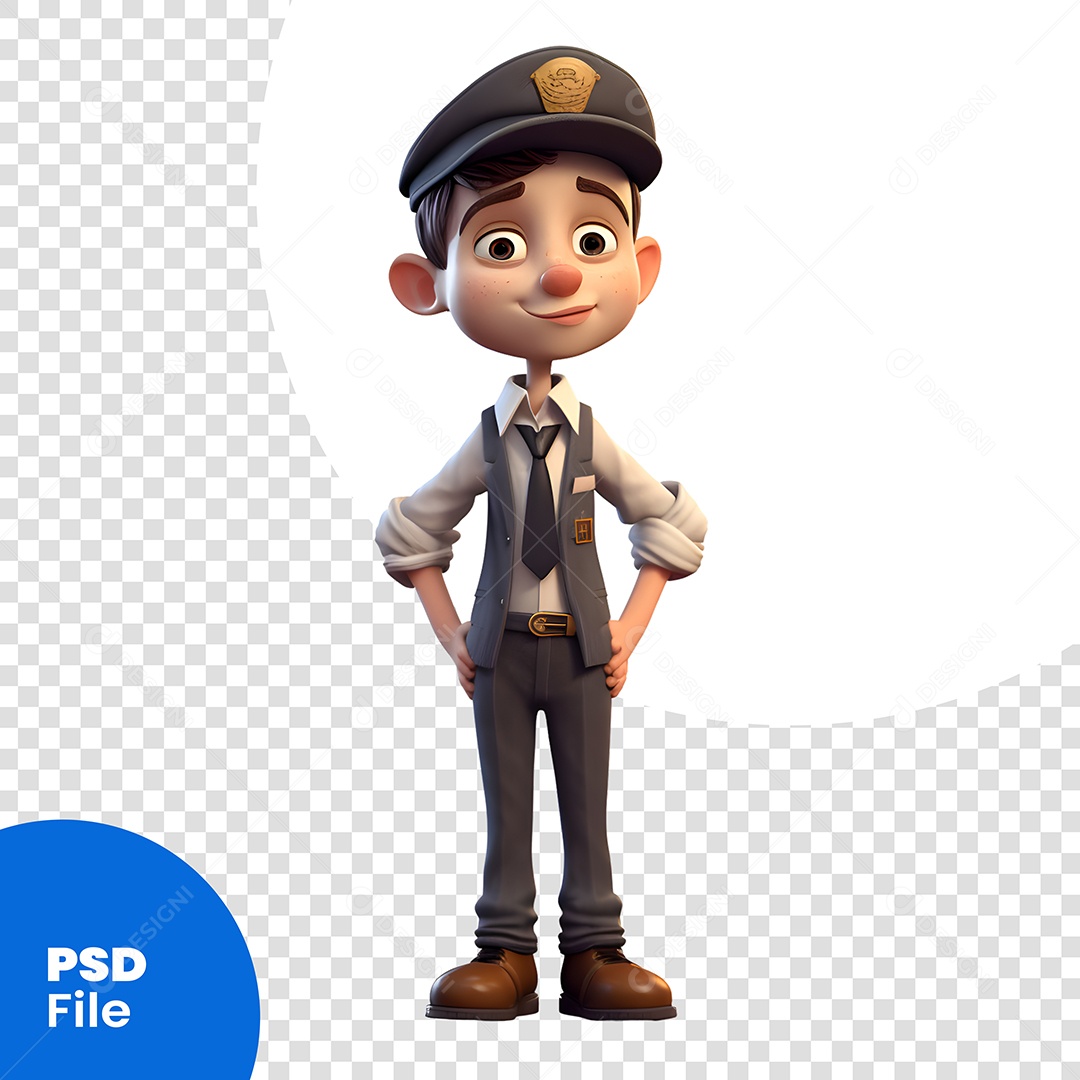 Delegado Personagem 3D Para Composição PSD