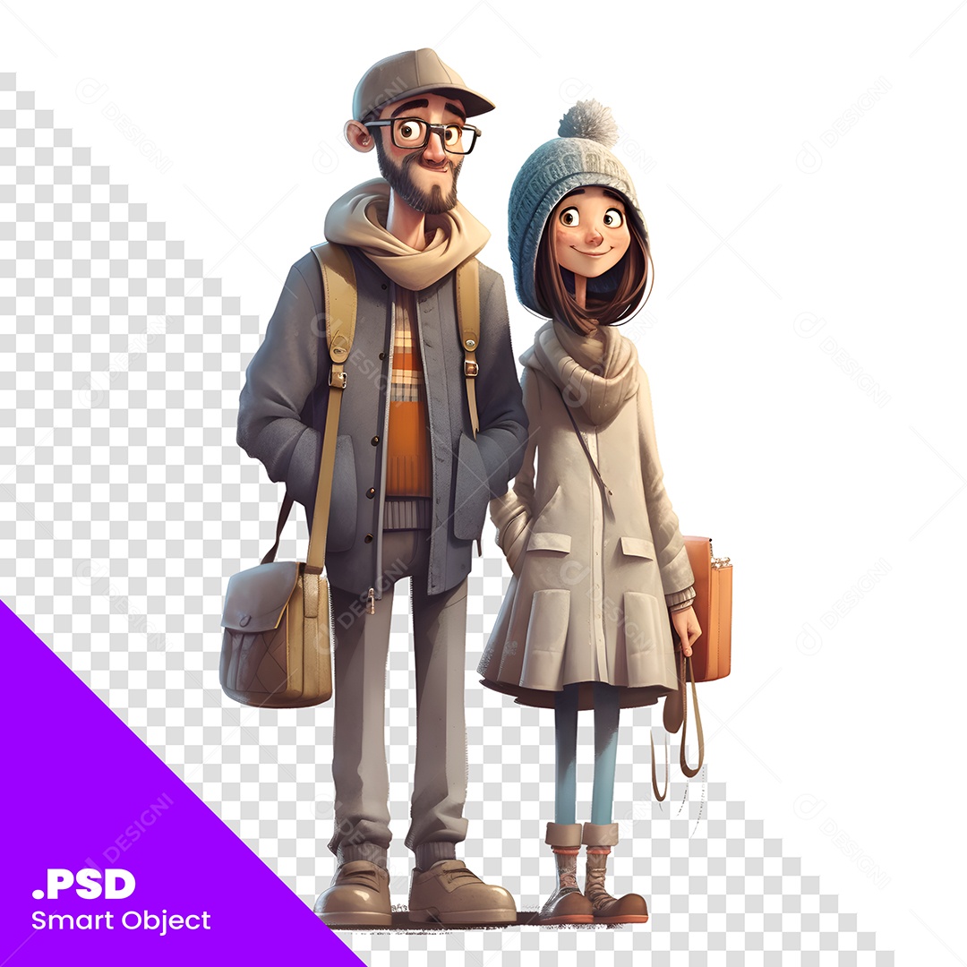 Casal Personagem 3D Para Composição PSD