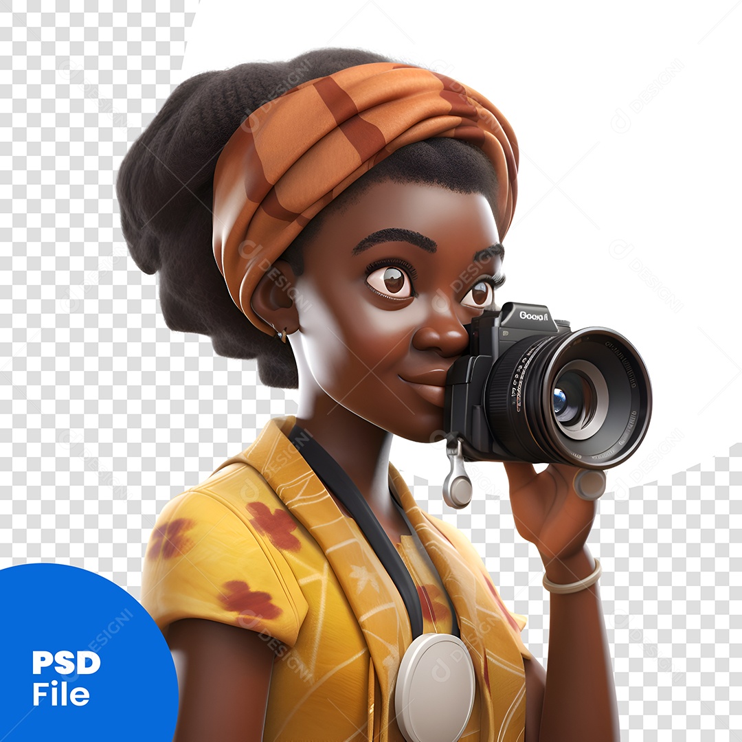 Mulher Com Uma Câmera Personagem 3D Para Composição PSD