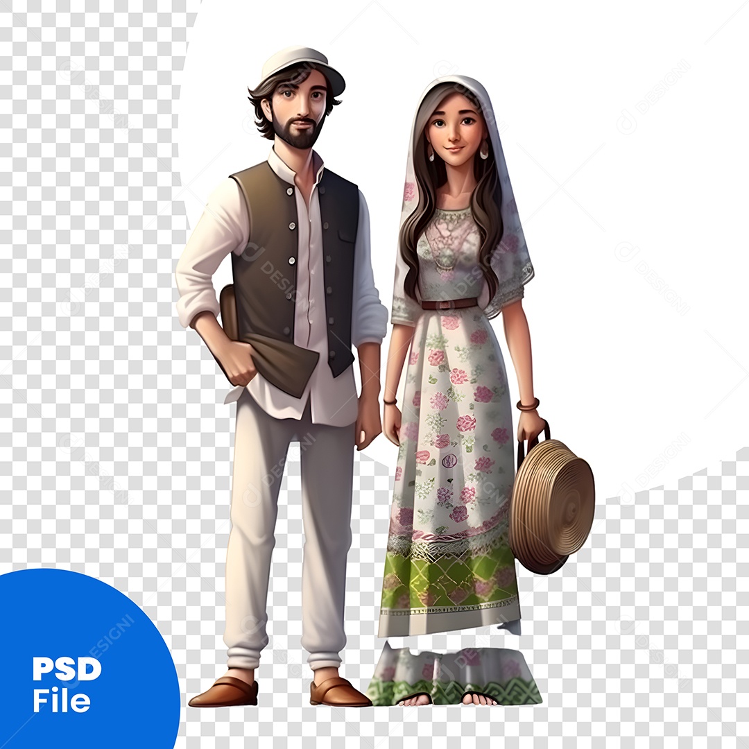 Casal Personagem 3D Para Composição PSD