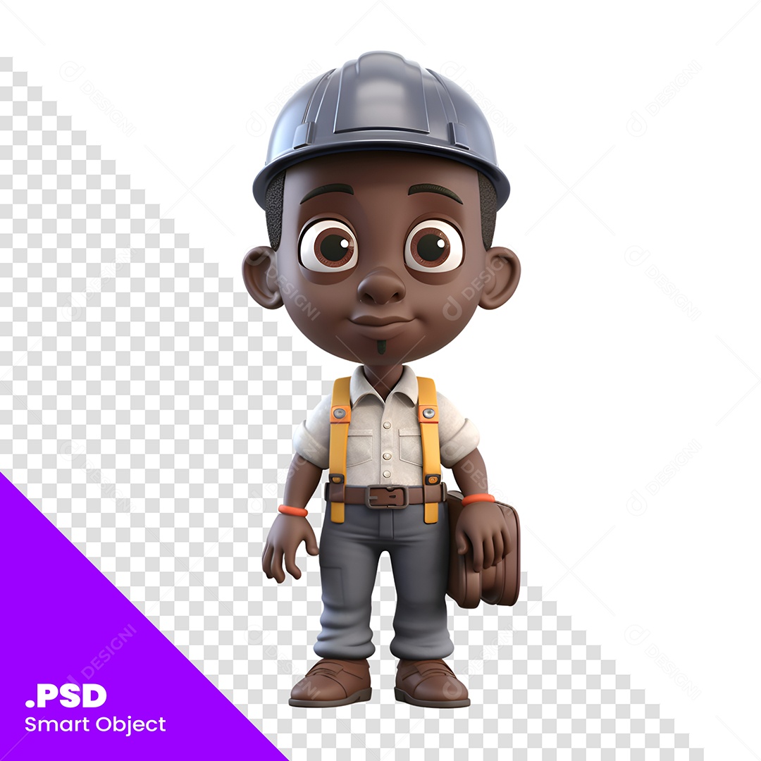 Operário Personagem 3D Para Composição PSD
