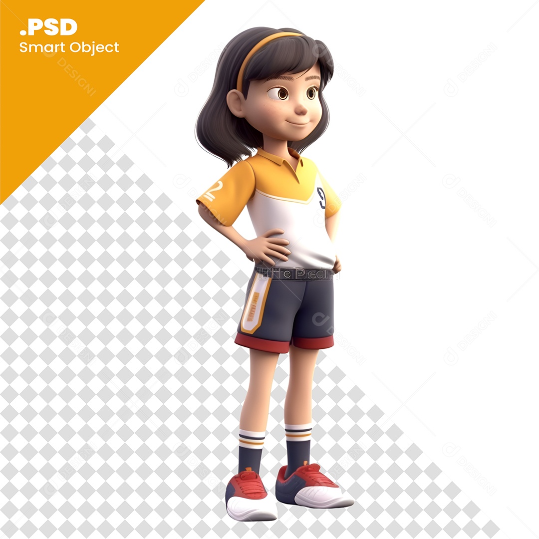 Garota Personagem 3D Para Composição PSD