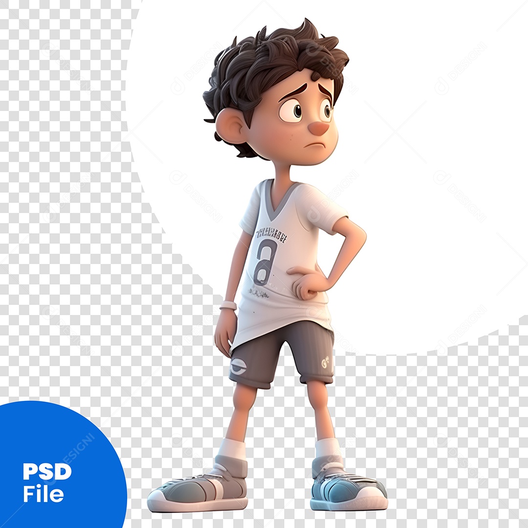 Personagem 3D Menino Olhando Pro Lado Para Composição PSD