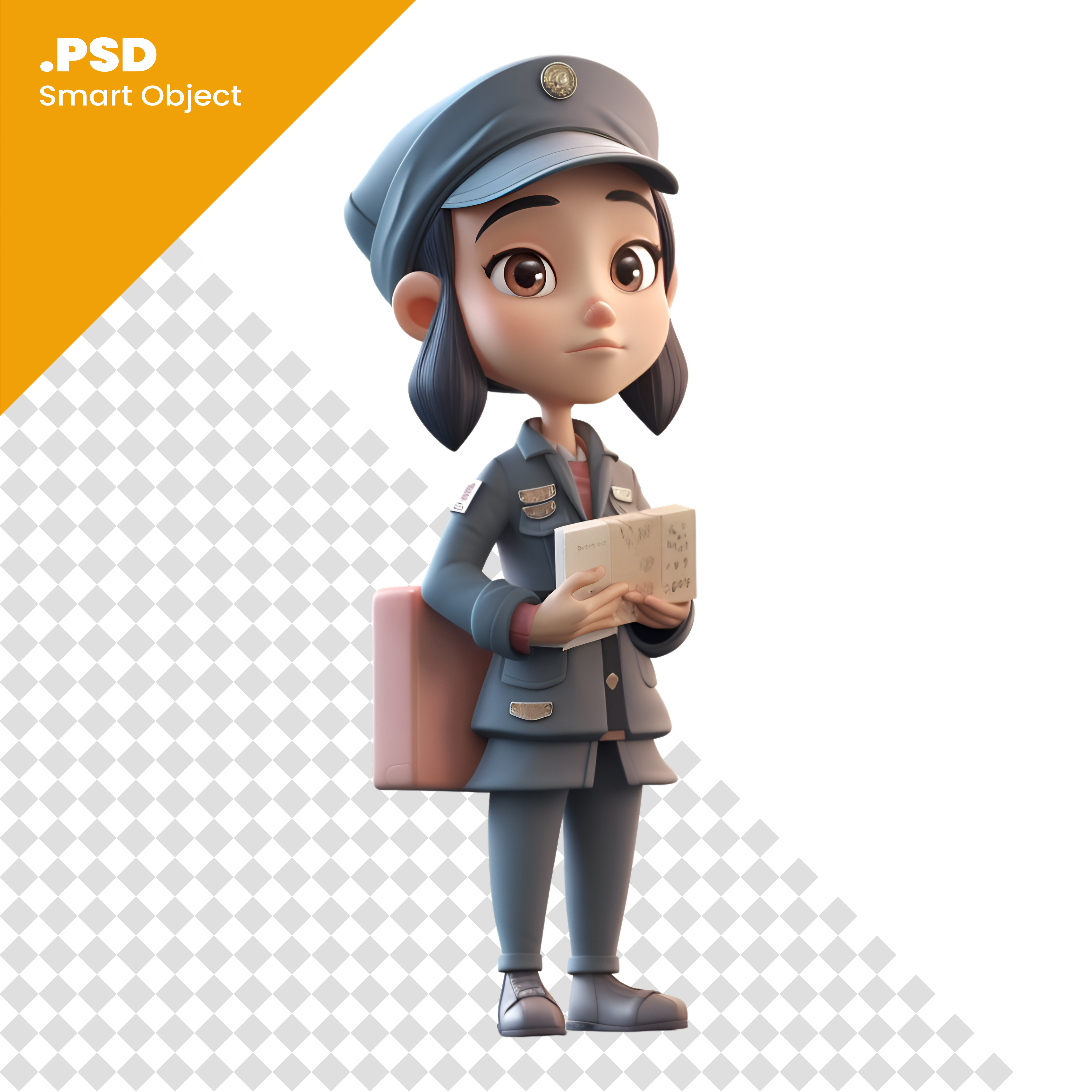 Personagem 3D Menina Viajando Para Composição PSD