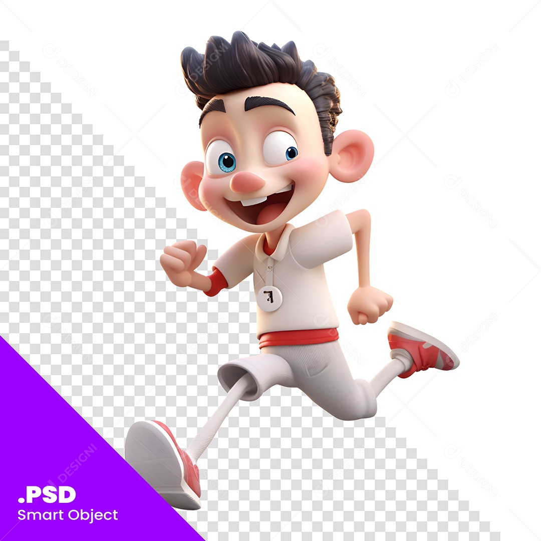 Personagem 3D Menino Correndo Para Composição PSD
