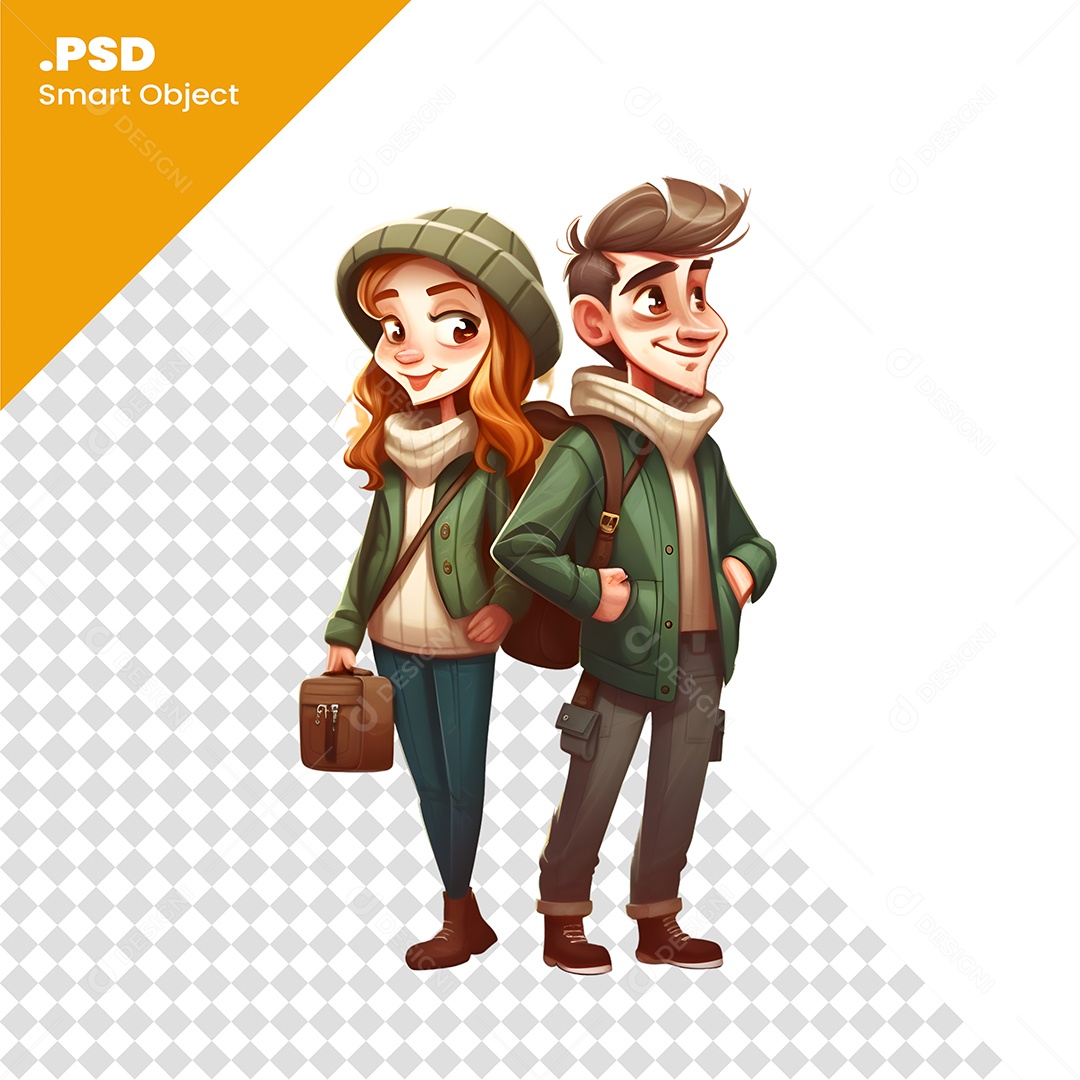 Personagem 3D Casa Viajando Para Composição PSD