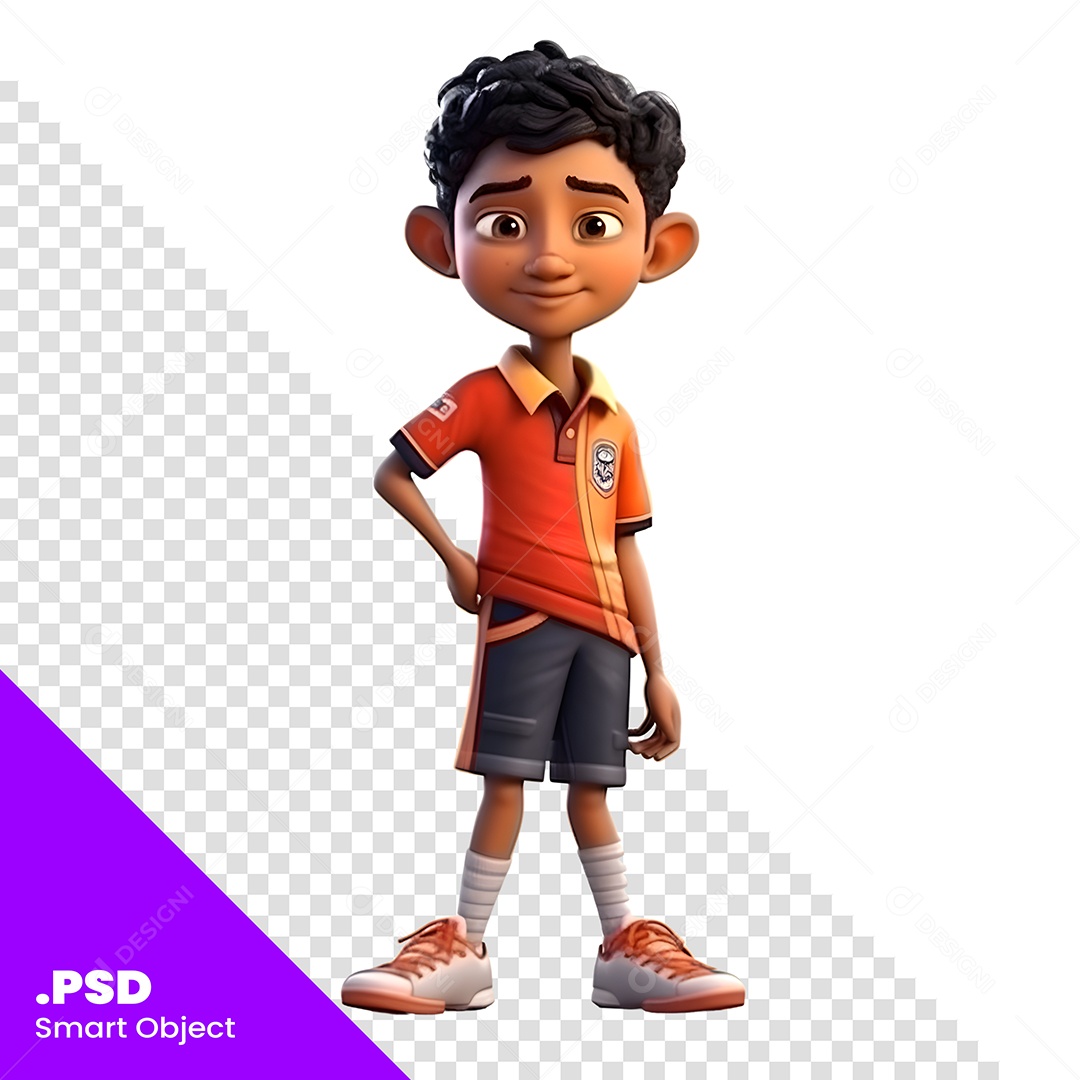 Personagem 3D Menino Com Uniforme De Futebol Para Composição PSD