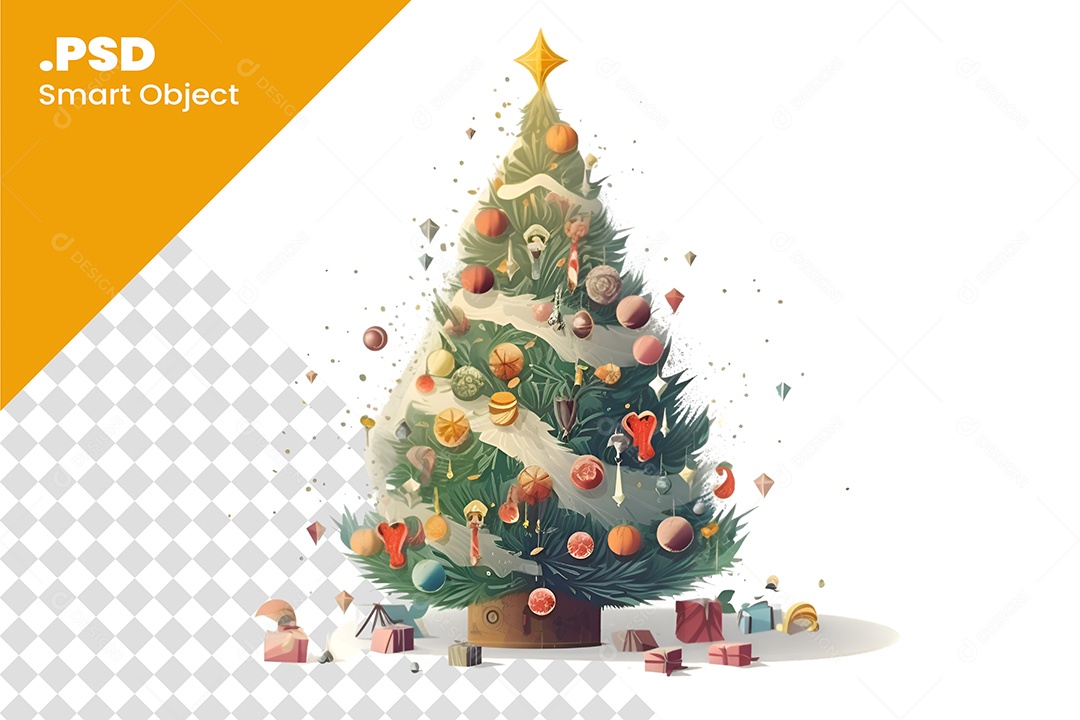 Árvore De Natal Com Enfeites Natalinos Para Composição PSD